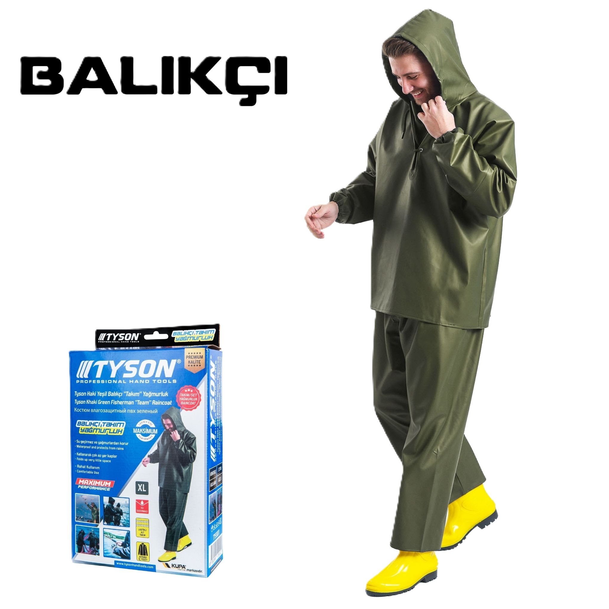 TYSON BALIKÇI TAKIM YAĞMURLUK HAKİ YEŞİL XXL